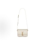 SAINT LAURENT YSL SOLFERINO Gold Logo Tofu Bag, single-shoulder bag, small size, white for women
